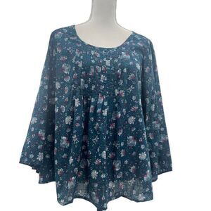 J.Jill long sleeve floral blouse size medium